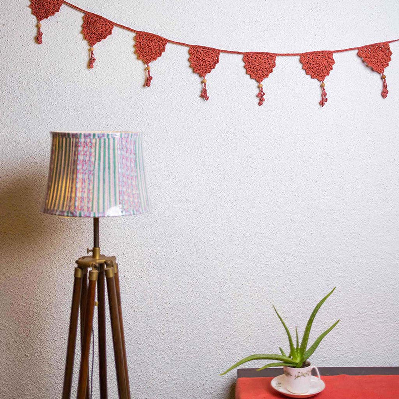 Festive Toran | Cotton Thread Bird Boho Bunting | Rust Red By Samoolam