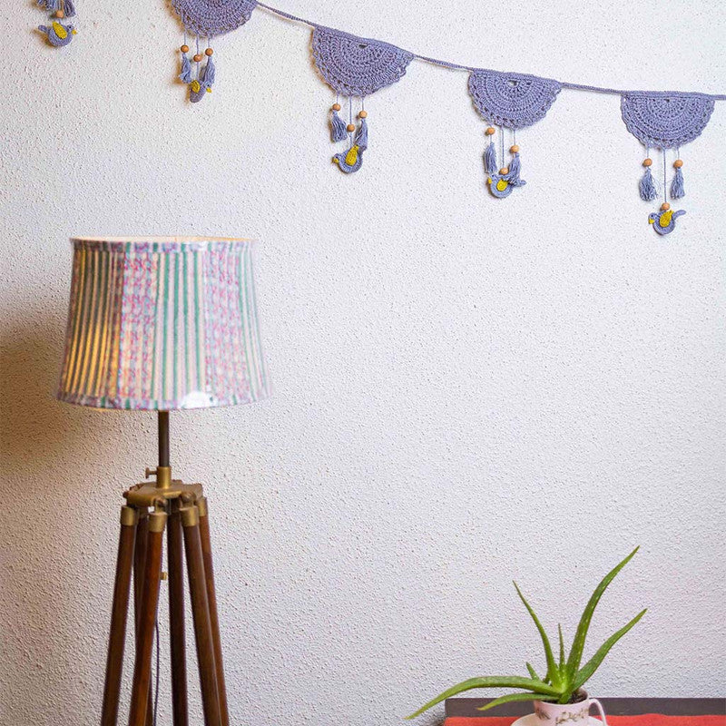 Festive Toran | Cotton Thread Tassel Boho Bunting | Grey & Yellow By Samoolam
