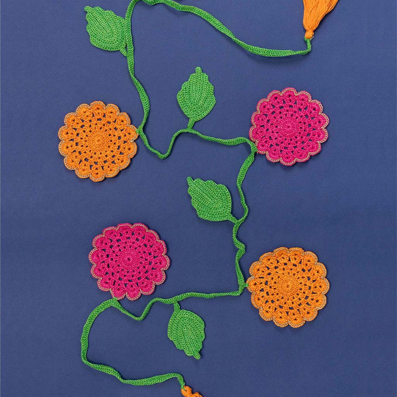 Handmade Yellow Cotton Thread Crochet Flower Toran Bunting By Samoolam