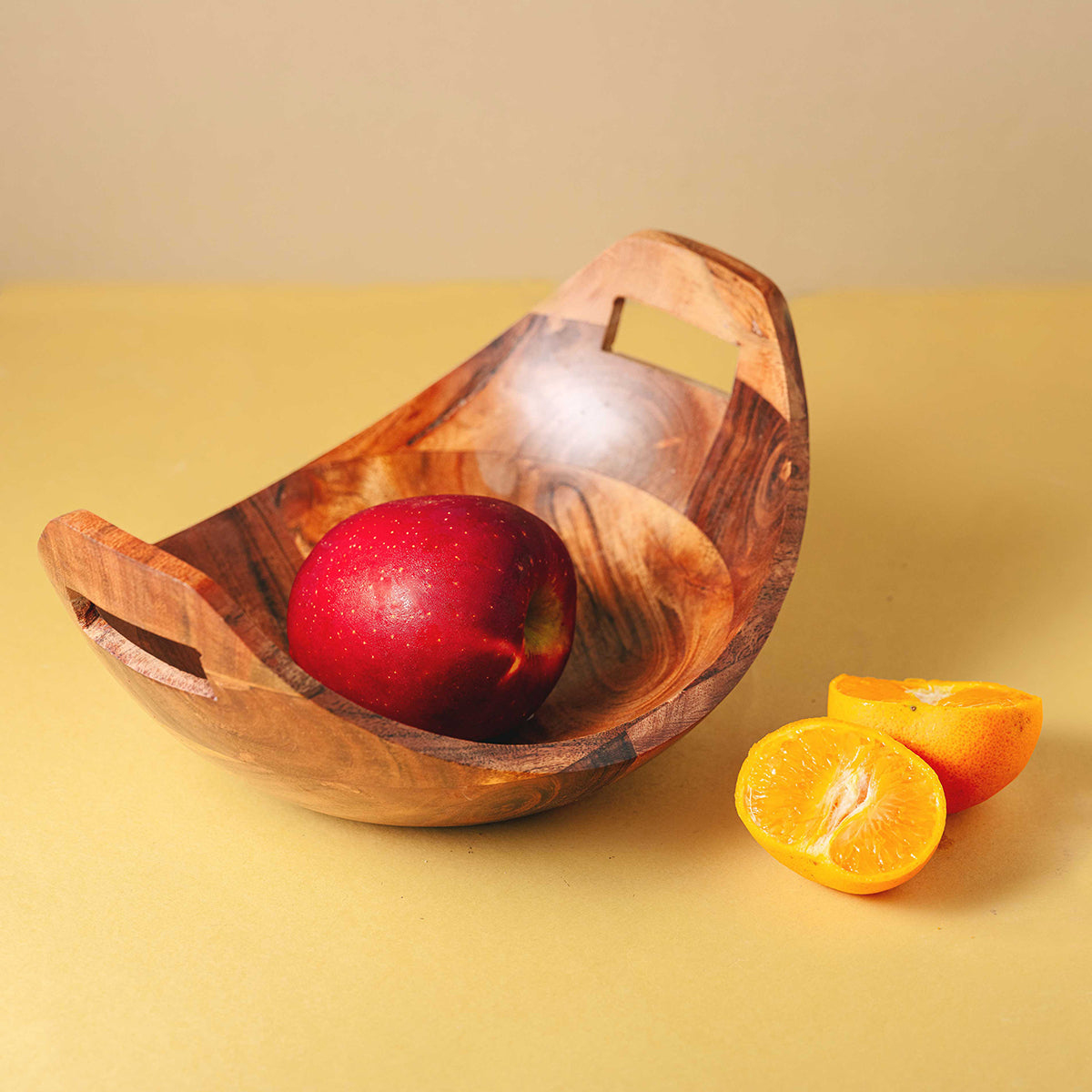 Wooden Fruit Bowl | Boat Shaped | Brown | 24 cm By Araana Home