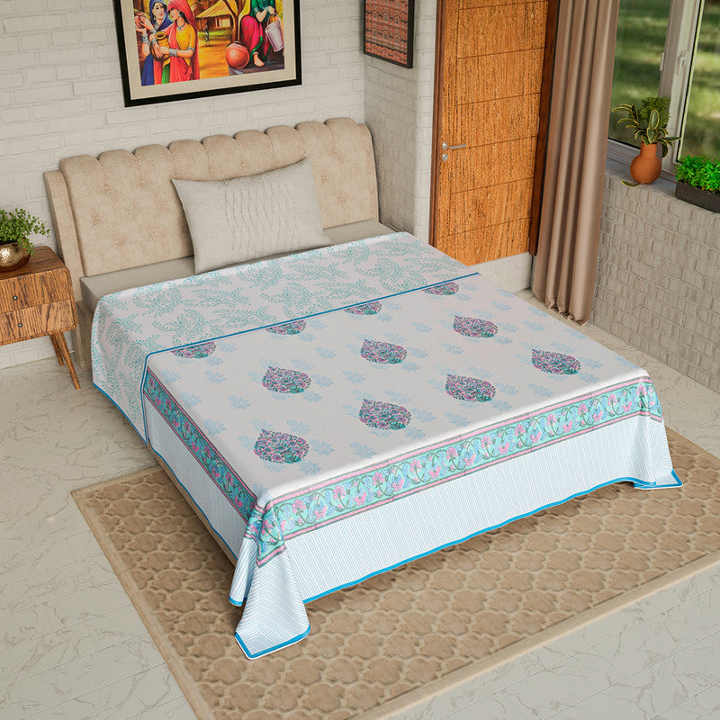Mulmul Cotton Dohar | AC Blanket l Bouquet | Blue & Purple By Jaipur Dohar