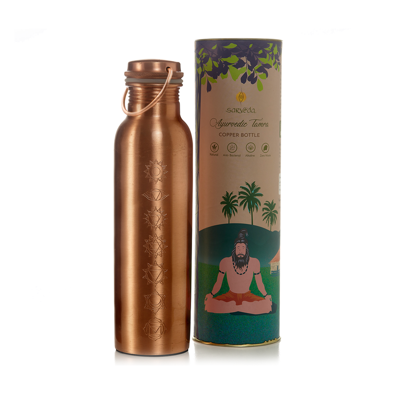 Copper Bottle with Handle | 7 Chakra | Water Bottle | 1 L