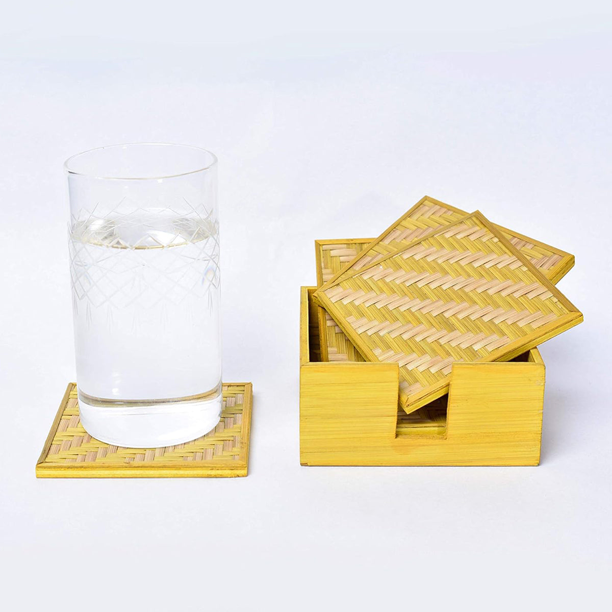 Bamboo Table Coasters | Yellow | 10 cm