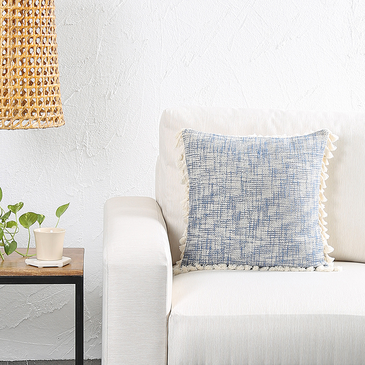 Cotton Cushion Cover | Textured Design | Blue