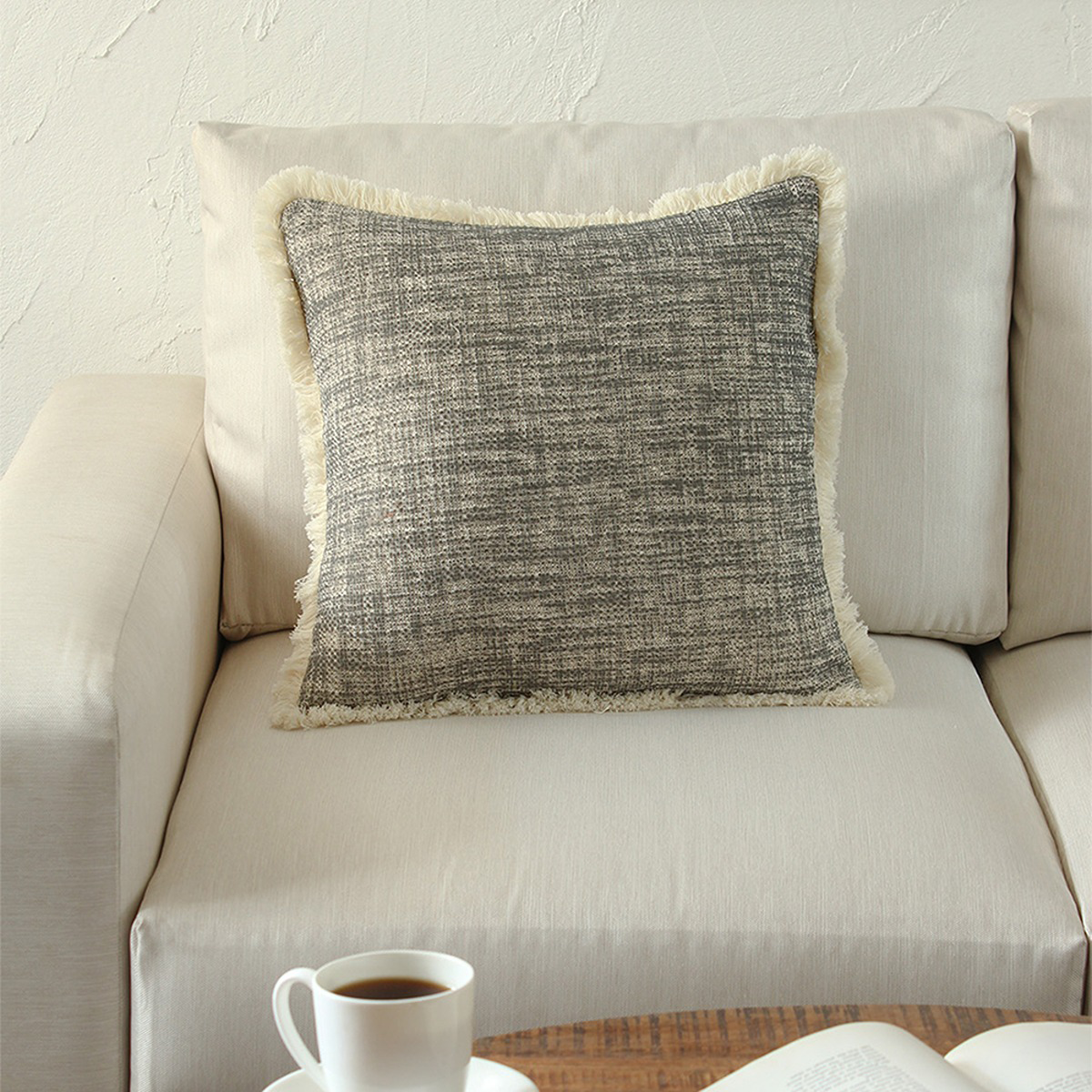 Cotton Cushion Cover | Woven Design | Black | Set of 2 By House This