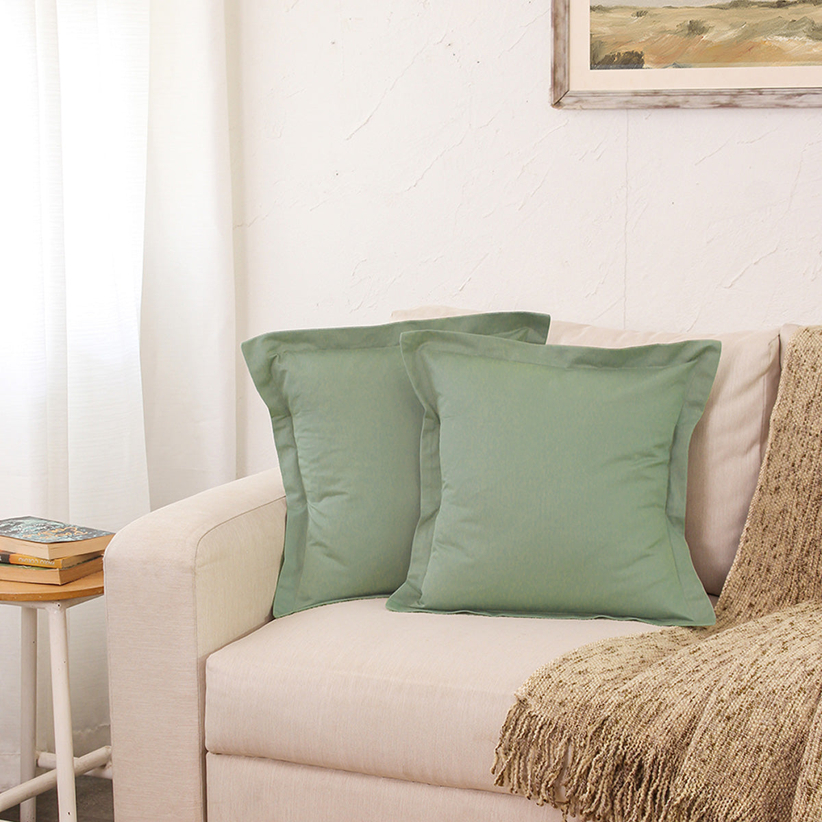 Cotton Cushion Covers | Solid Design | Green
