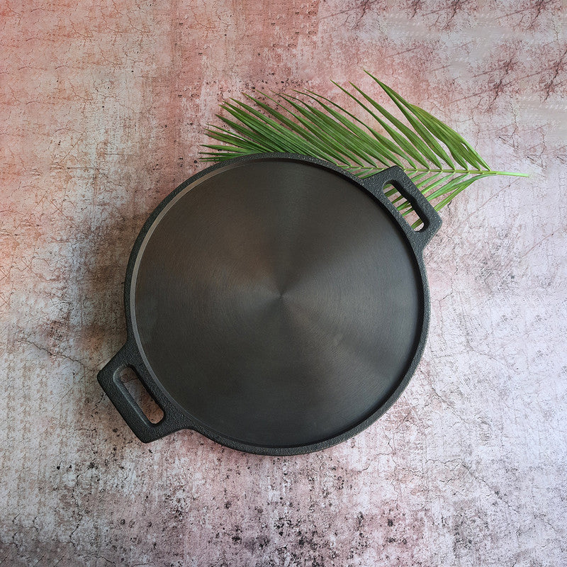 Cast Iron Tawa | Dosa Tawa | Non-Toxic | Smooth Finish | Black | 12 Inches By EarthBound