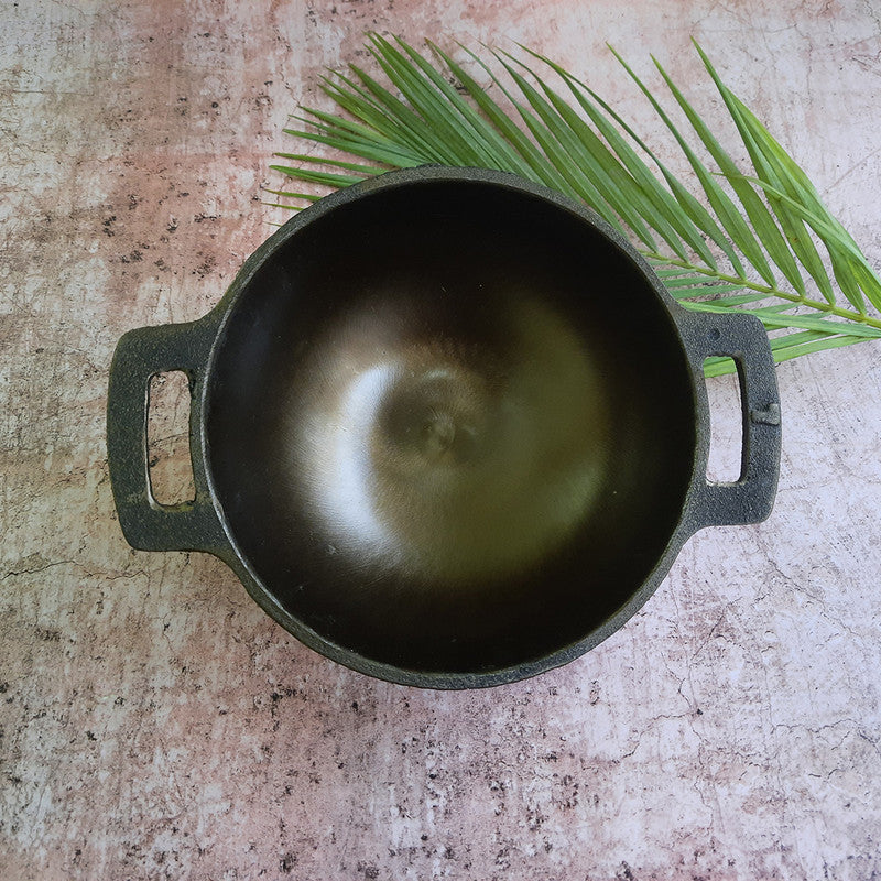 Cast Iron Kadai | Smooth | Black | 7 inches By EarthBound