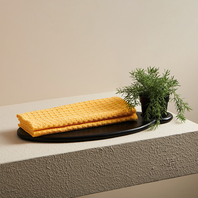 Cotton Hand Towel | Super-Absorbent | Mustard Yellow | 40 x 60 cm By Oodaii