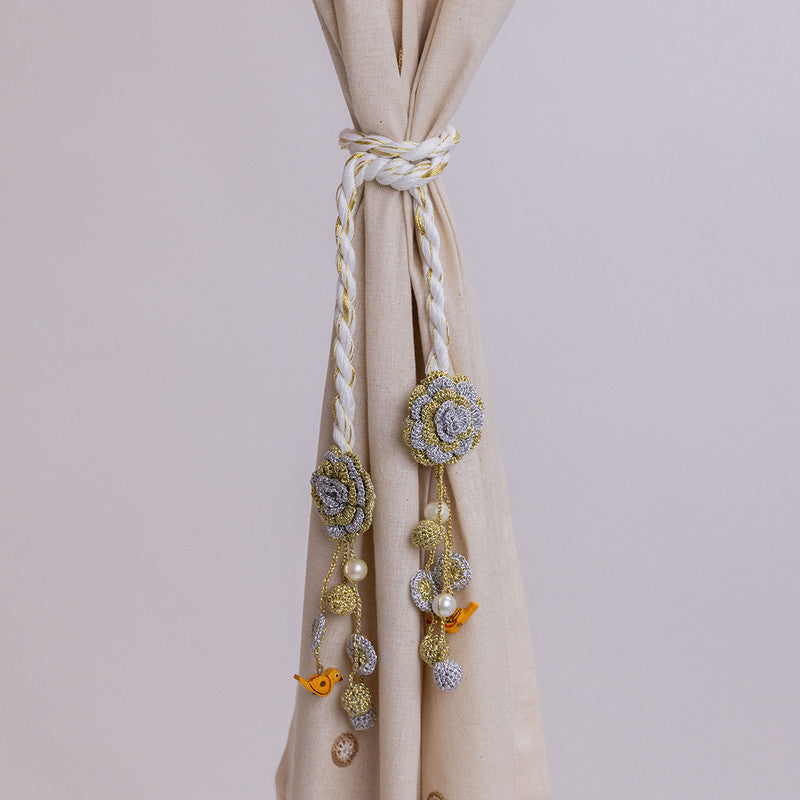 Cotton Thread Crochet Curtain Tie-Backs | Gold By Samoolam