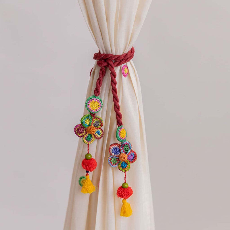 Crochet Curtain Tie Backs | Multicolour | Set of 2 By Samoolam