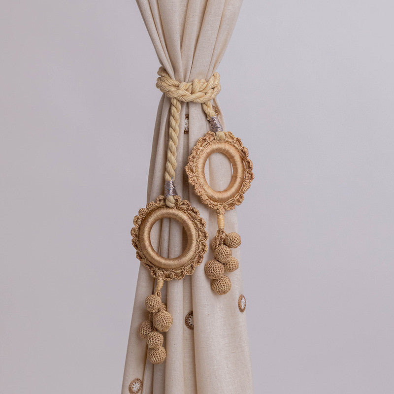 Cotton Thread Crochet Curtain Rings Tie-Backs | Brown By Samoolam