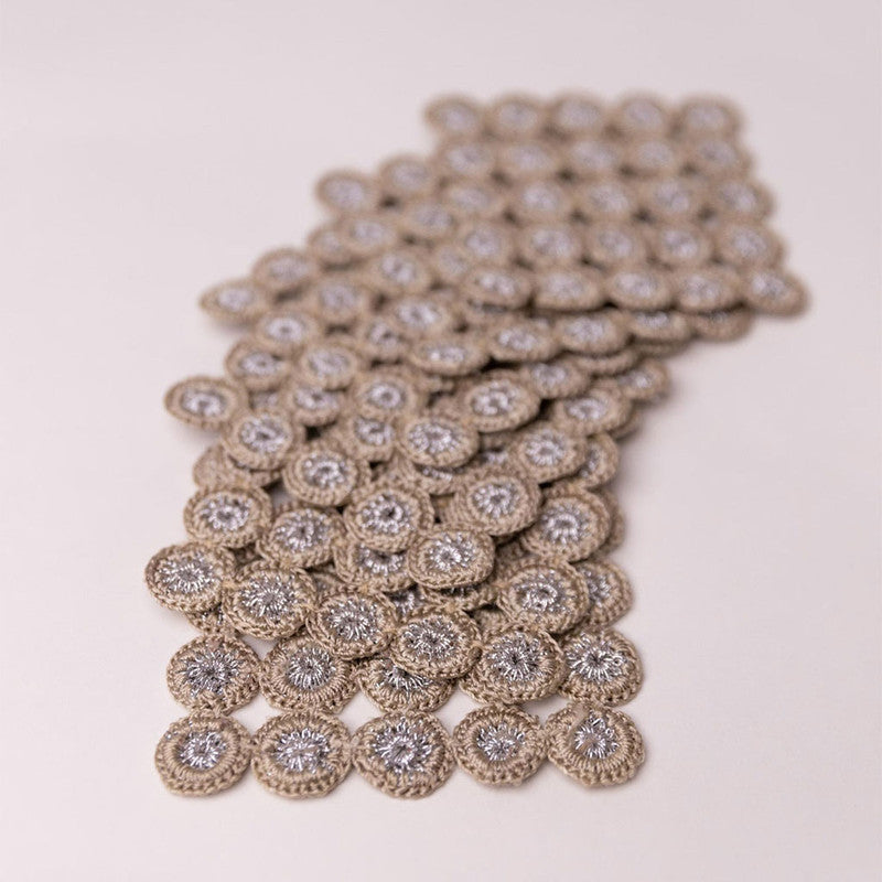 Handmade Silver Beige Crochet Ziba Square Coasters Set of 6