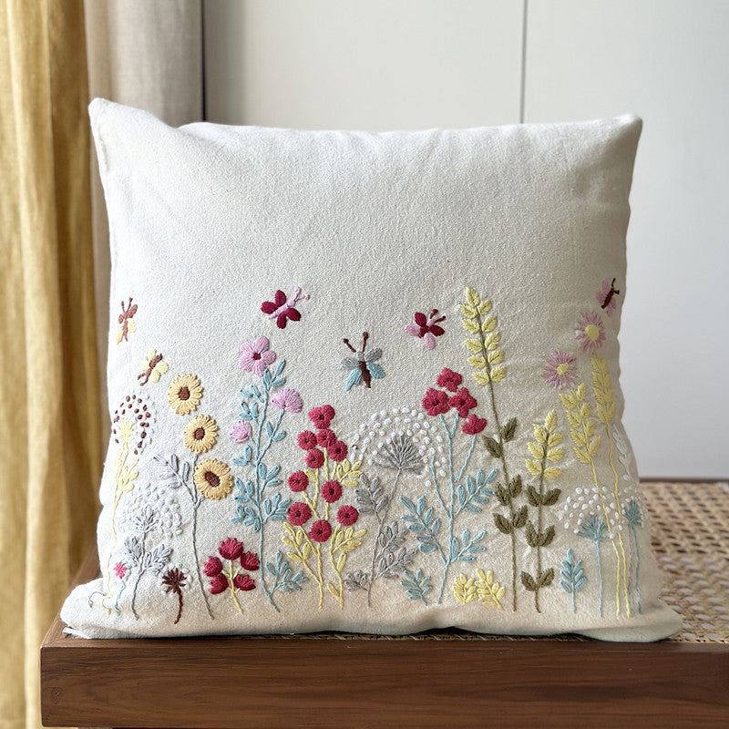 Cotton Cushion Cover | Embroidered | Beige | 45 x 45 cm By Aplito
