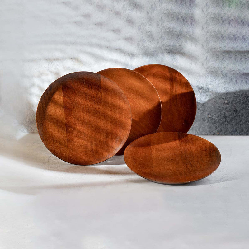Wooden Plates | Brown | Set of 4 By Araana Home