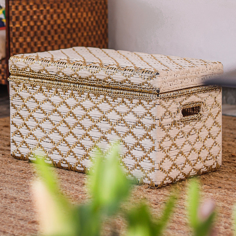 Upcycled Plastic & Cotton Large Trunk | Gold By Sirohi