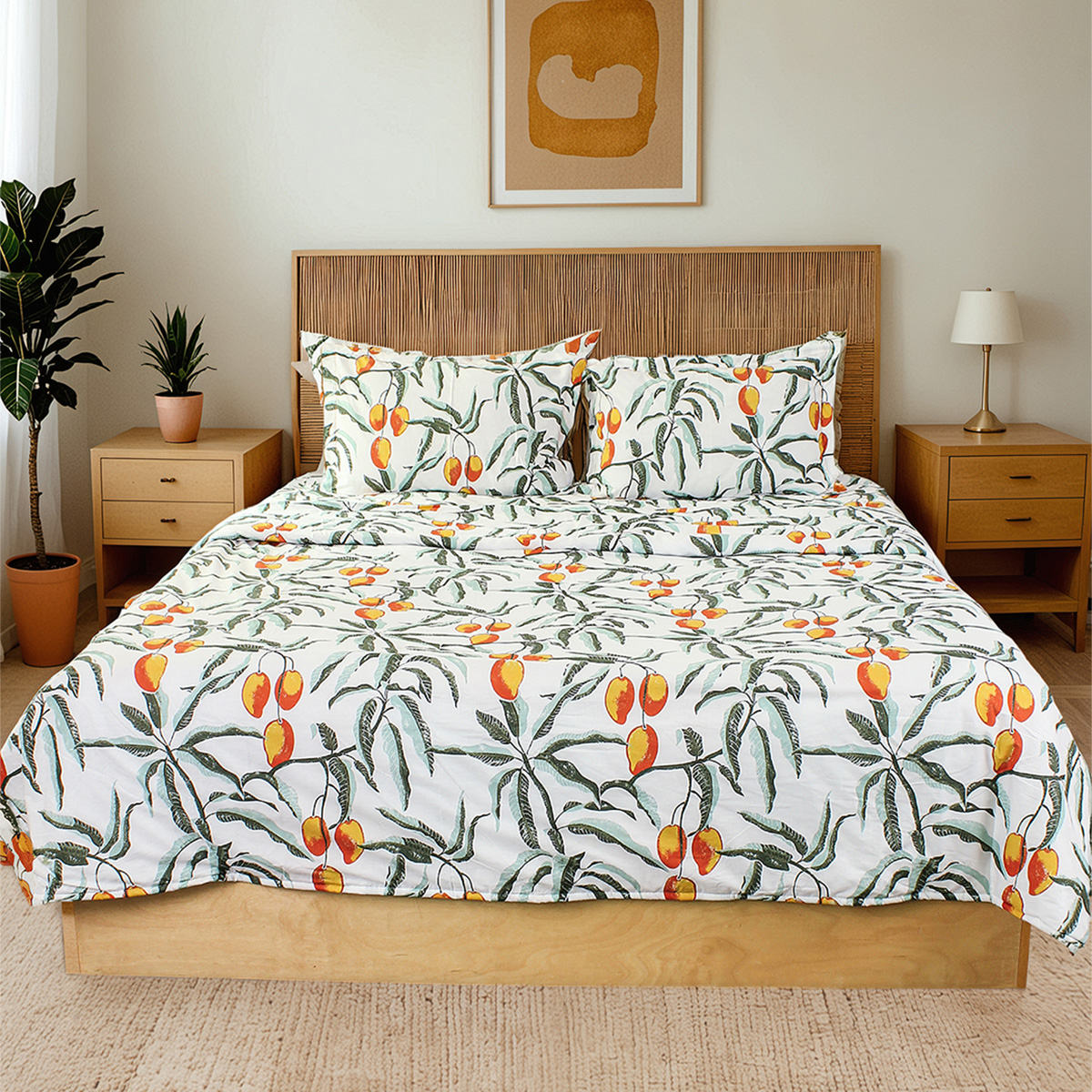 Cotton Duvet Cover | Mango Print | Green