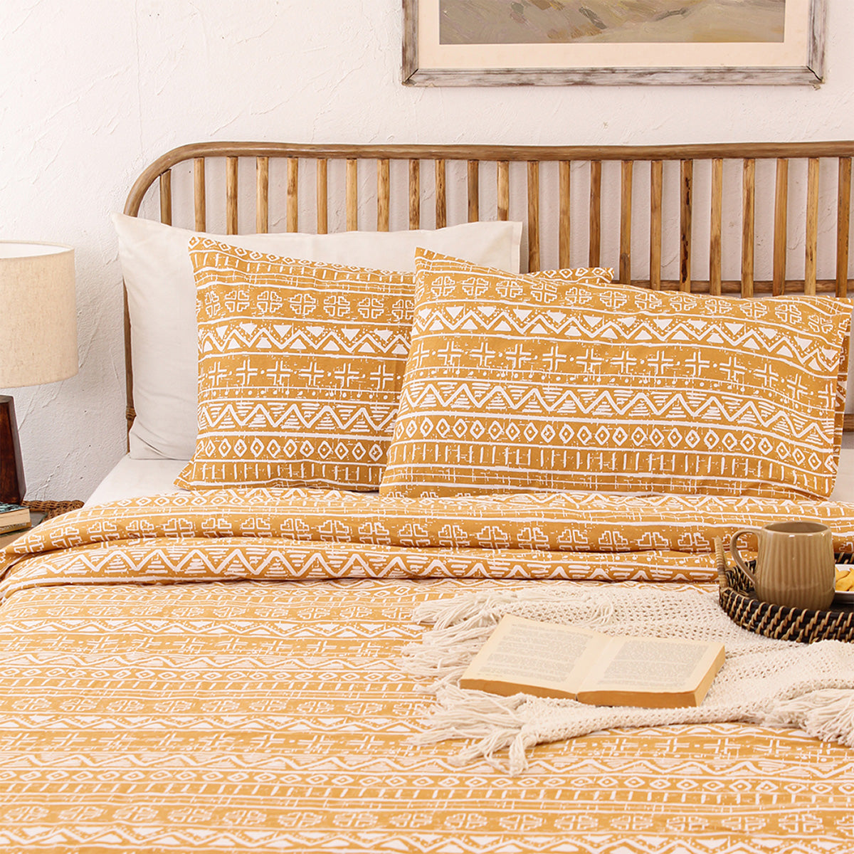 Cotton Duvet Covers | Abstract Print | Yellow By House This