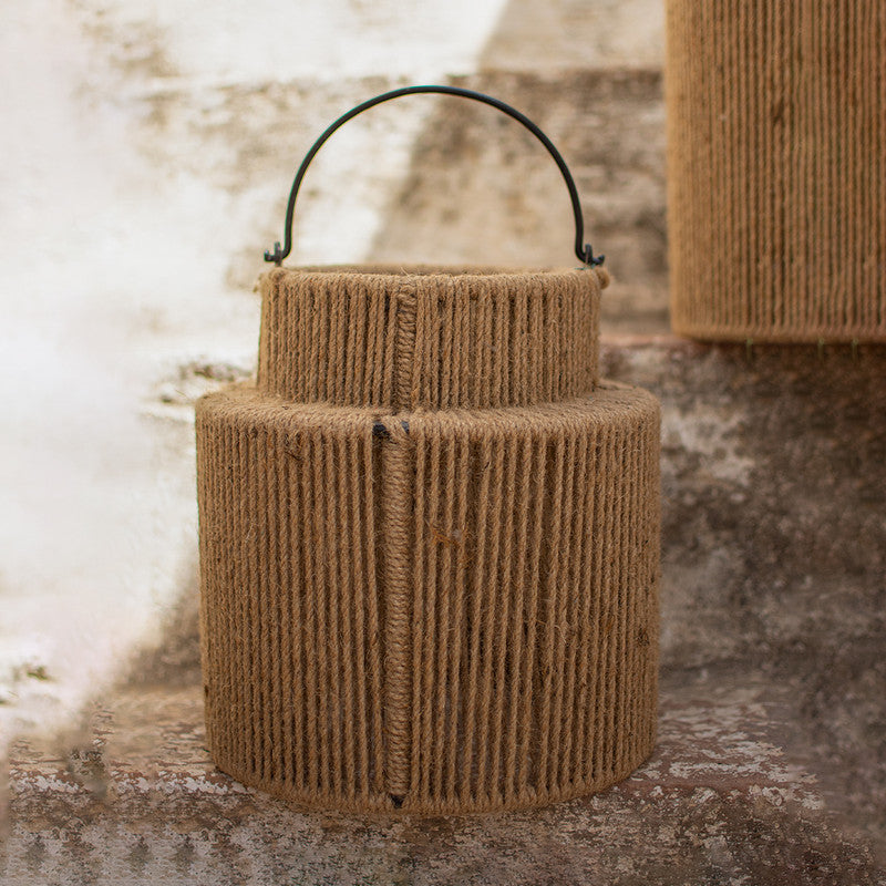 Iron & Jute Hanging Lamp | Beige | Large