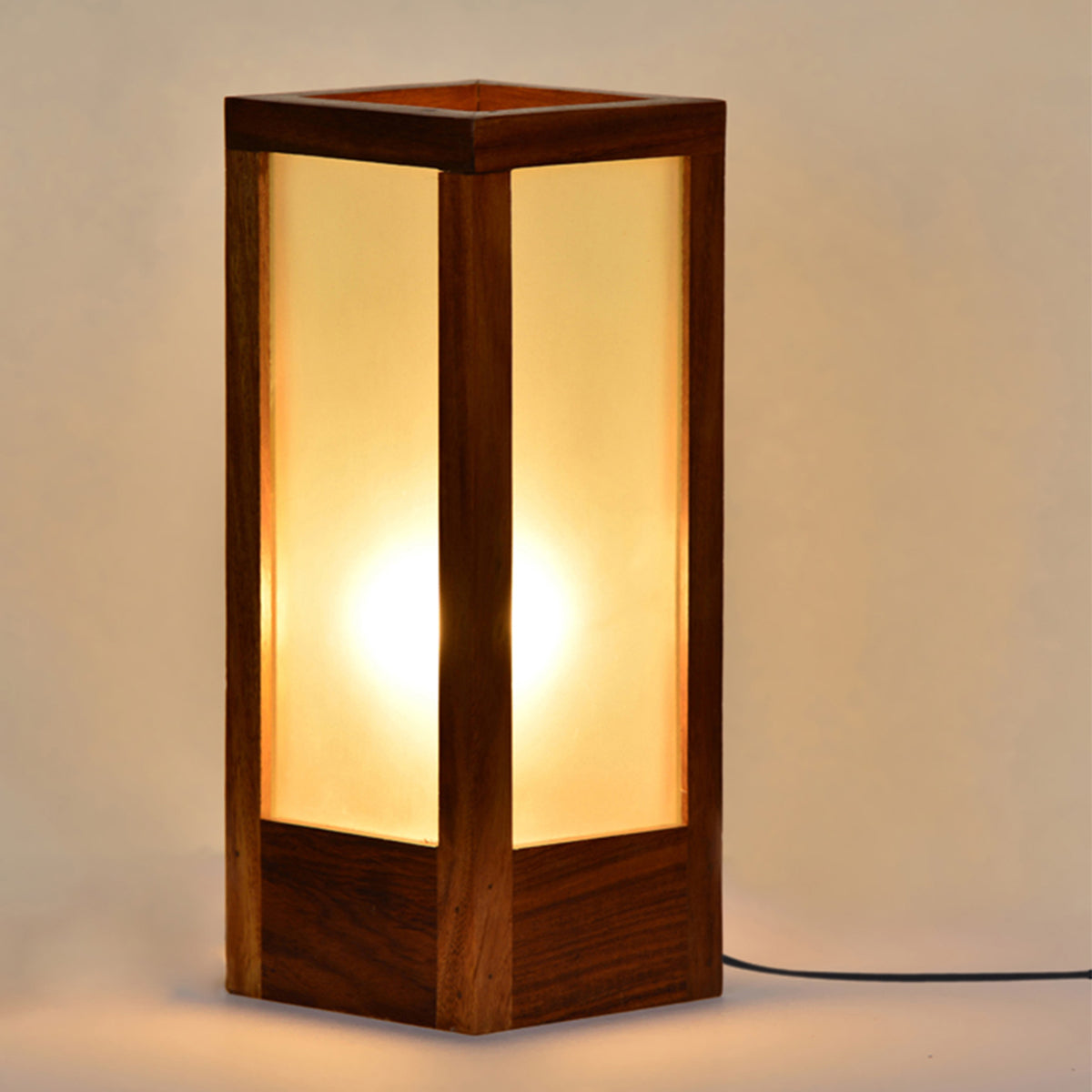 Wooden Table Lamp | Frosted Glass | Brown | 16 cm By ExclusiveLane