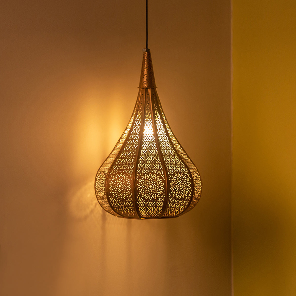 Iron Hanging Pendant Lamp | Metallic Brown | 12.6 Inch By ExclusiveLane