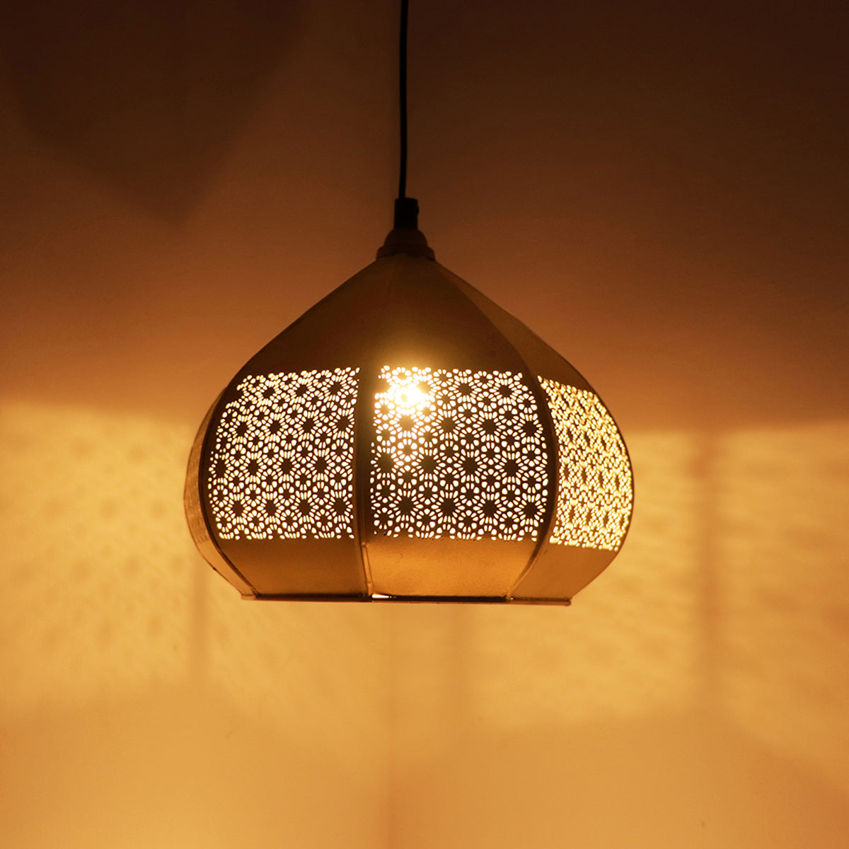 Iron Hanging Lamps | Matte Gold Finish | 23 cm By ExclusiveLane