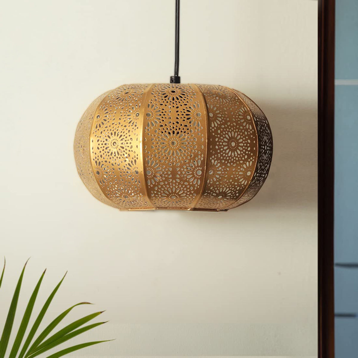 Iron Hanging Lamps | Matte Gold Finish | 13 cm By ExclusiveLane