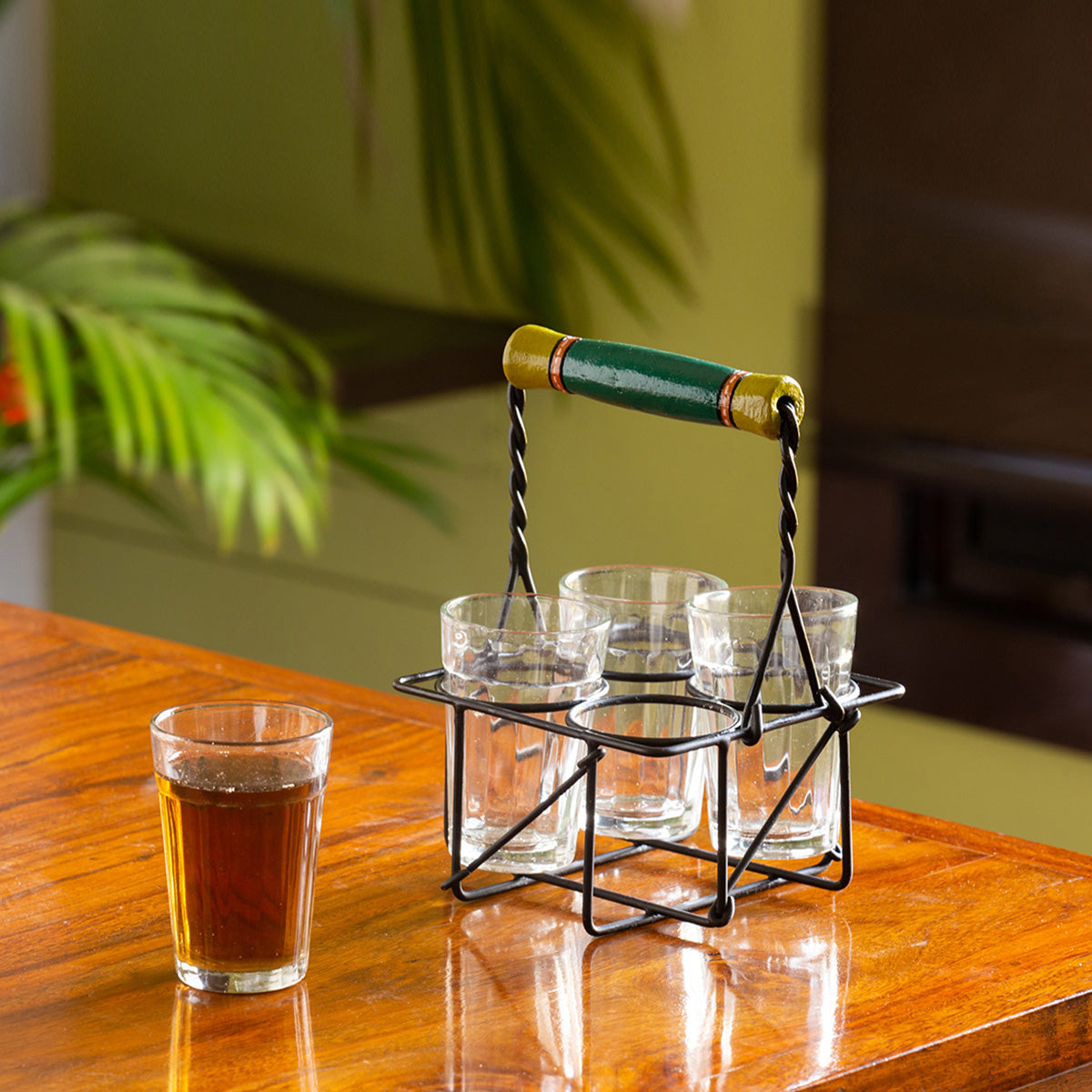 Tea Glasses | Transparent & Black | 120 ml | Set of 4 By ExclusiveLane