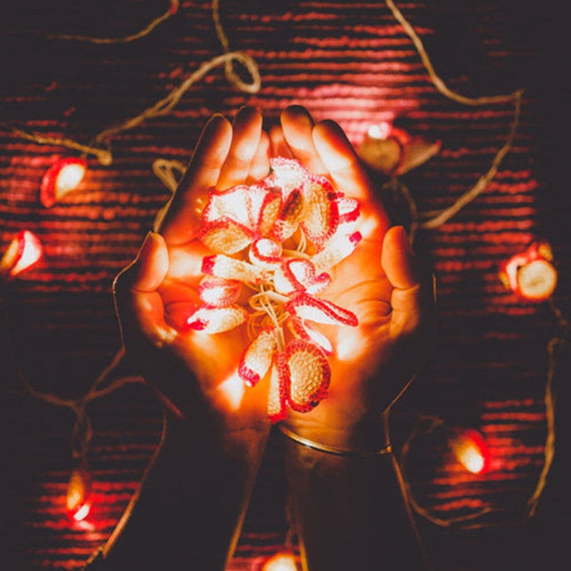 Handmade Pink Crochet Lily Bougainvillea Led String Lights By Samoolam