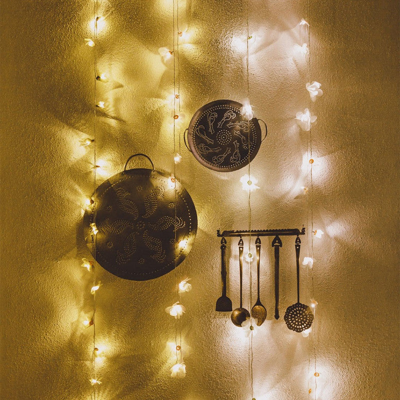 Handmade Green Rose Crochet Led String Lights By Samoolam