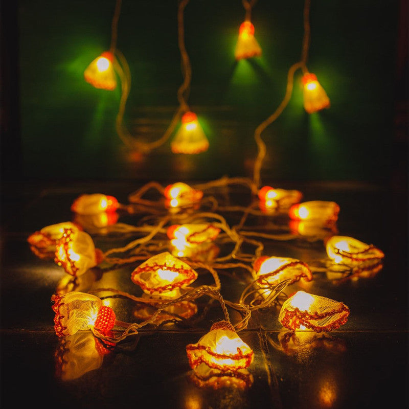 Handmade Orange Crochet Led String Lights By Samoolam