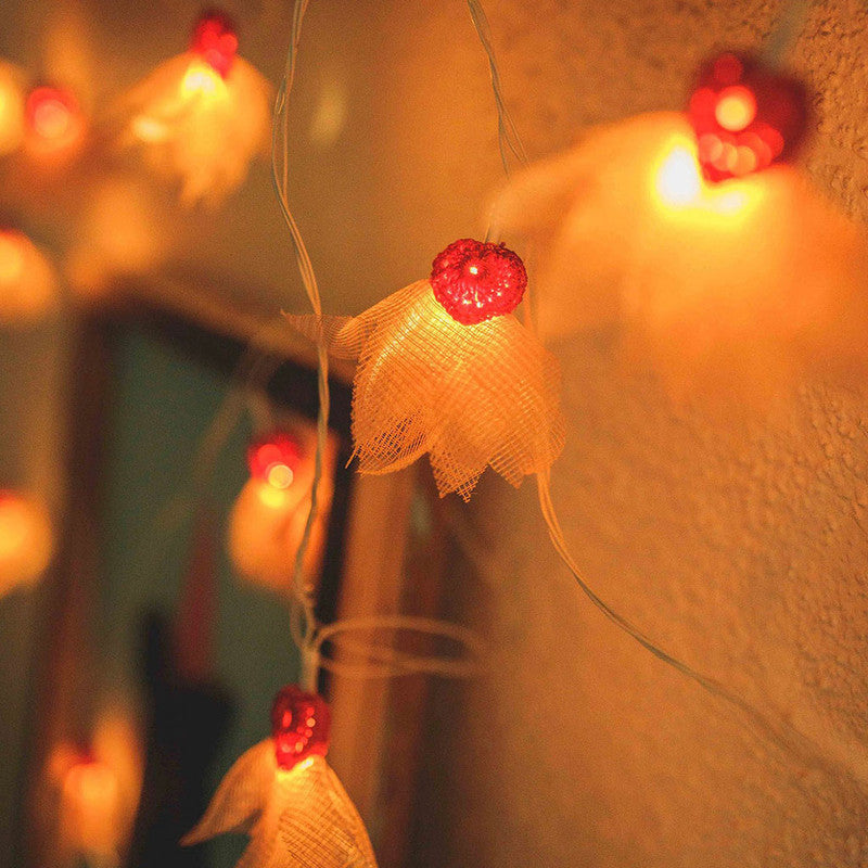 Handmade Orange Crochet Hearts Petals Led String Lights By Samoolam