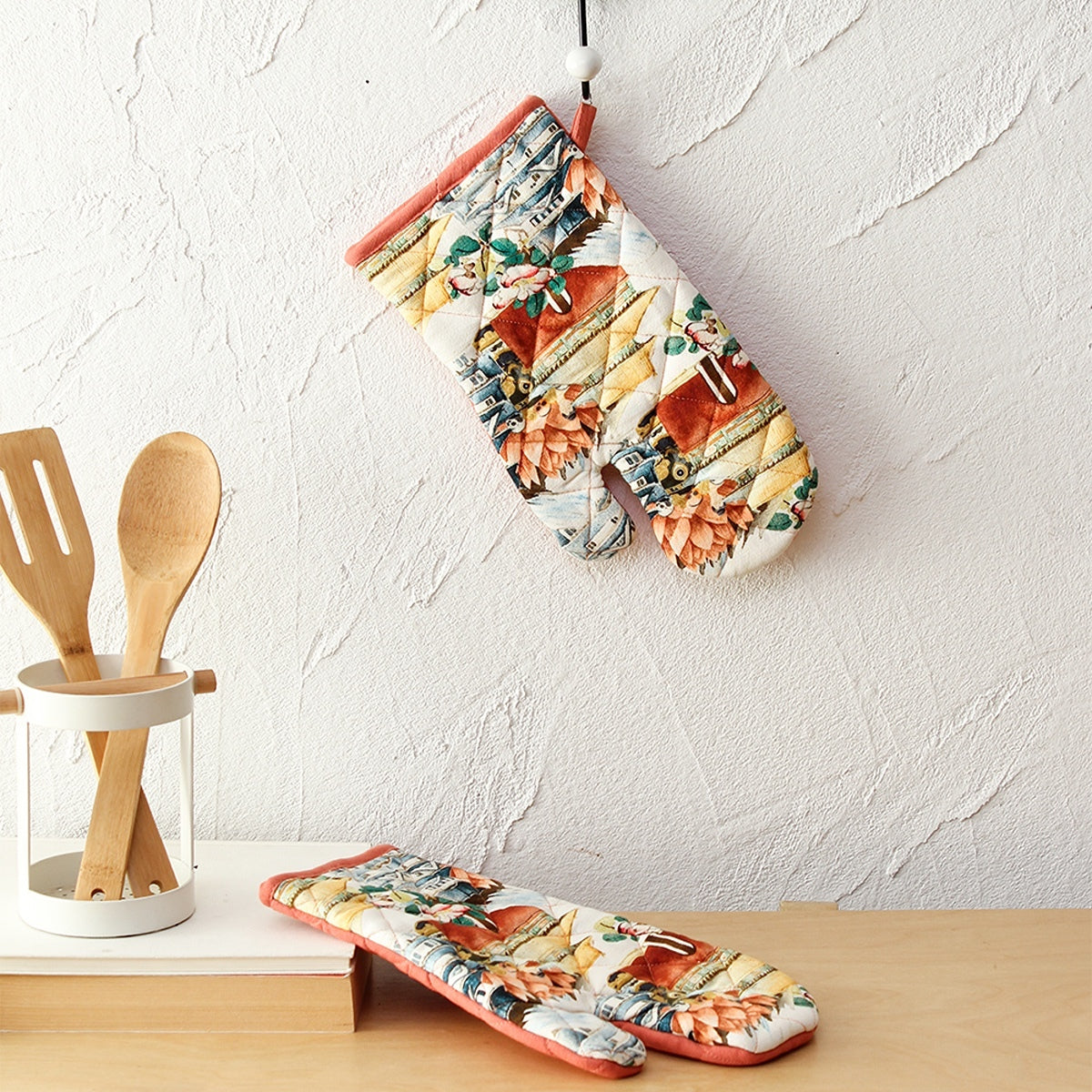 Cotton Microwave Oven Gloves | Printed | Multicolour | Set of 2 By House This