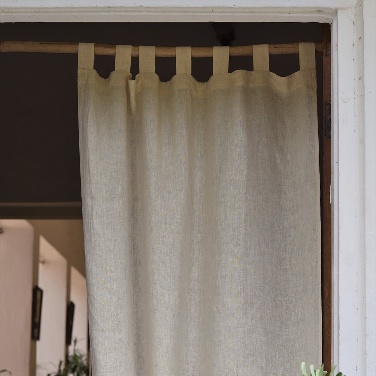 Linen Curtain | Plain | Beige By Taru Jaipur