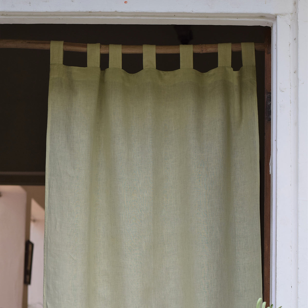 Linen Curtain | Plain | Green By Taru Jaipur