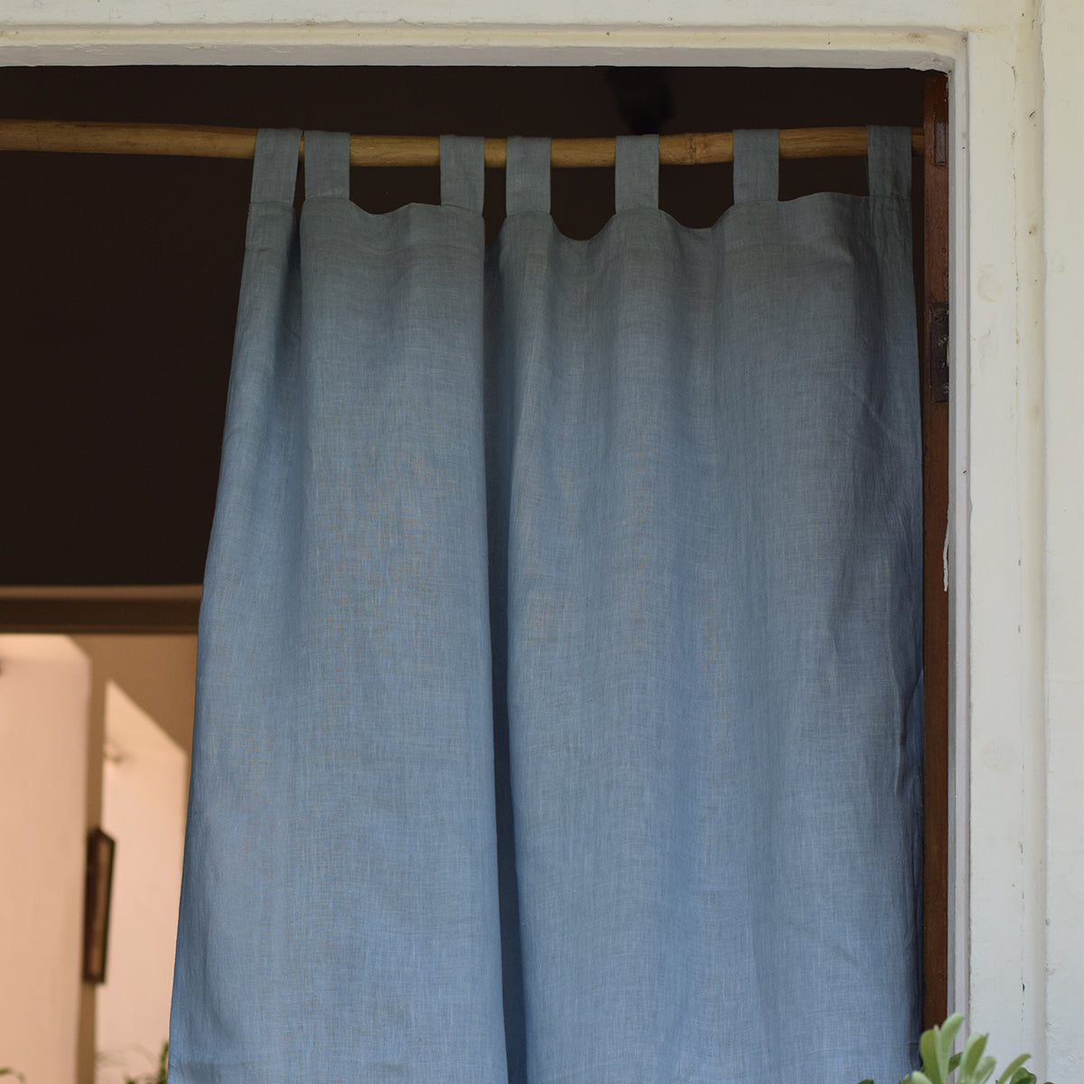 Linen Curtain | Plain | Blue By Taru Jaipur