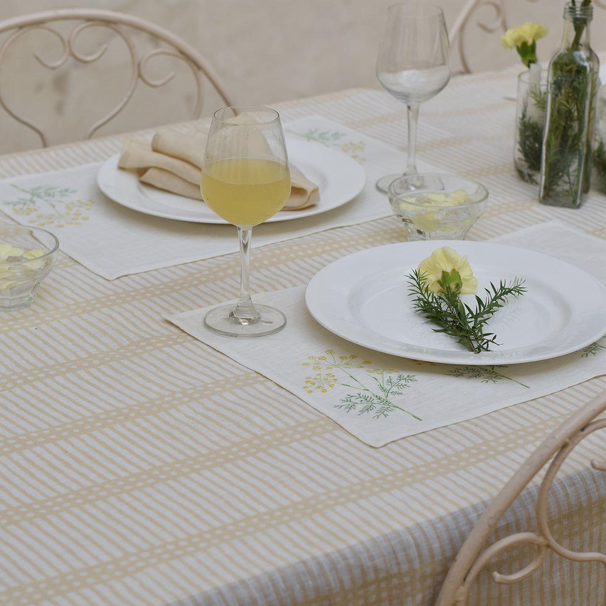 Linen Table Cover | Striped | Beige