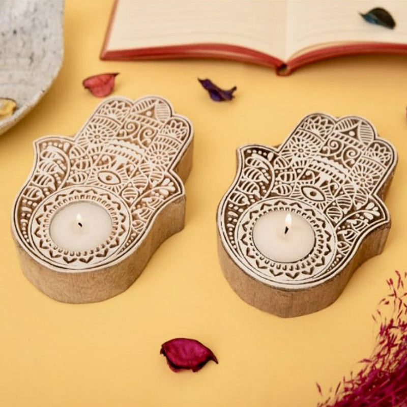 Wooden Tea Light Holder | Diya | Set of 4