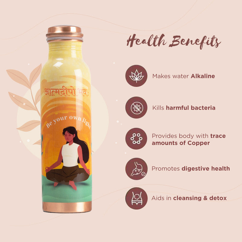 Copper Water Bottle | Orange | 1 Litre
