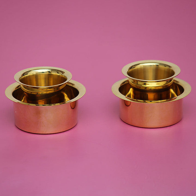 Brass Utensils | Filter Coffee Tumbler | 3 inches | Set of 4 By Indian Bartan