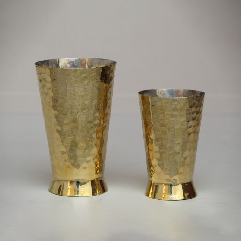 Brass Glass | Pital Glass | Hammered | Gold By Indian Bartan
