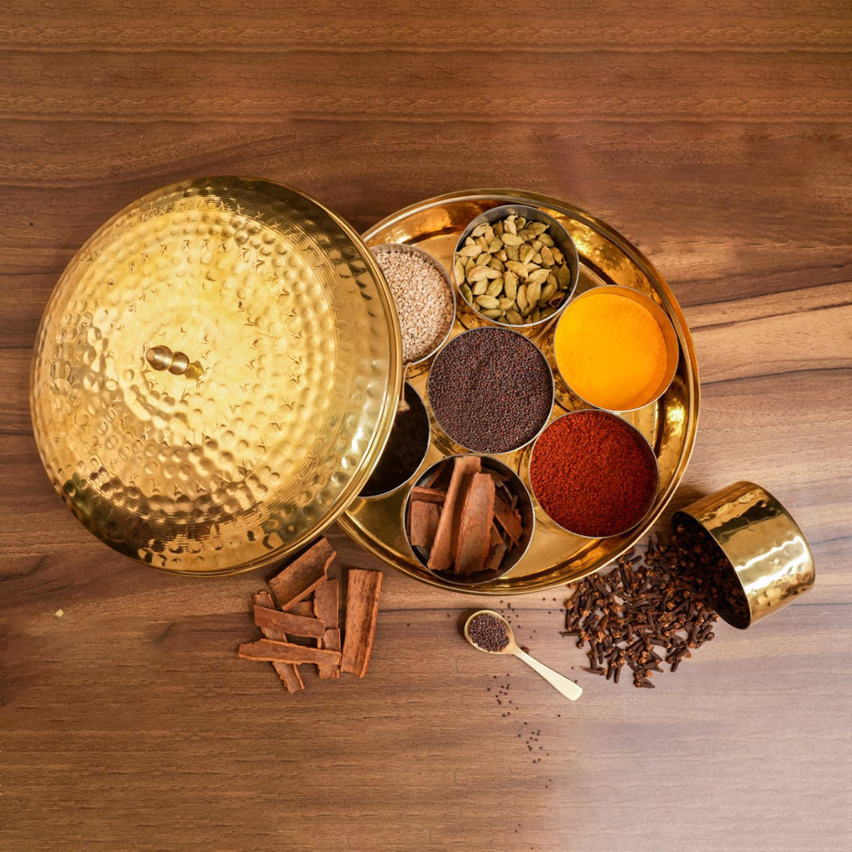 Brass Masala Box | Spice Box | 7 Container | 100 g each By Kansyam Metalex