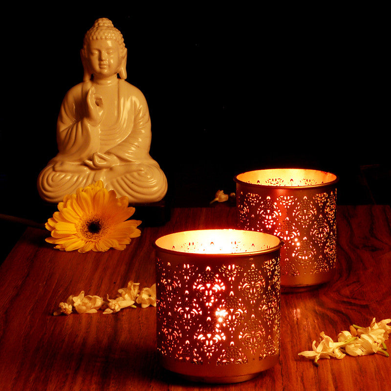 Metal Votive Tlight Holder | Pink | Set of 2