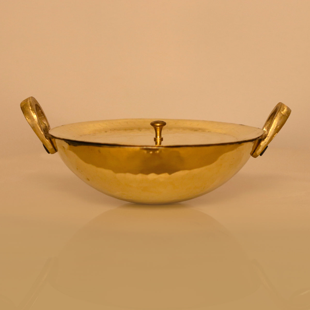 Brass Utensils | Brass Cookware | Kadai with Lid | 1.5 Litre By Indian Bartan