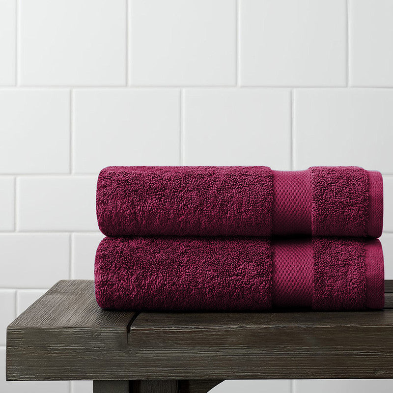 Organic Cotton Hand Towel|Set of 2| Burgundy
