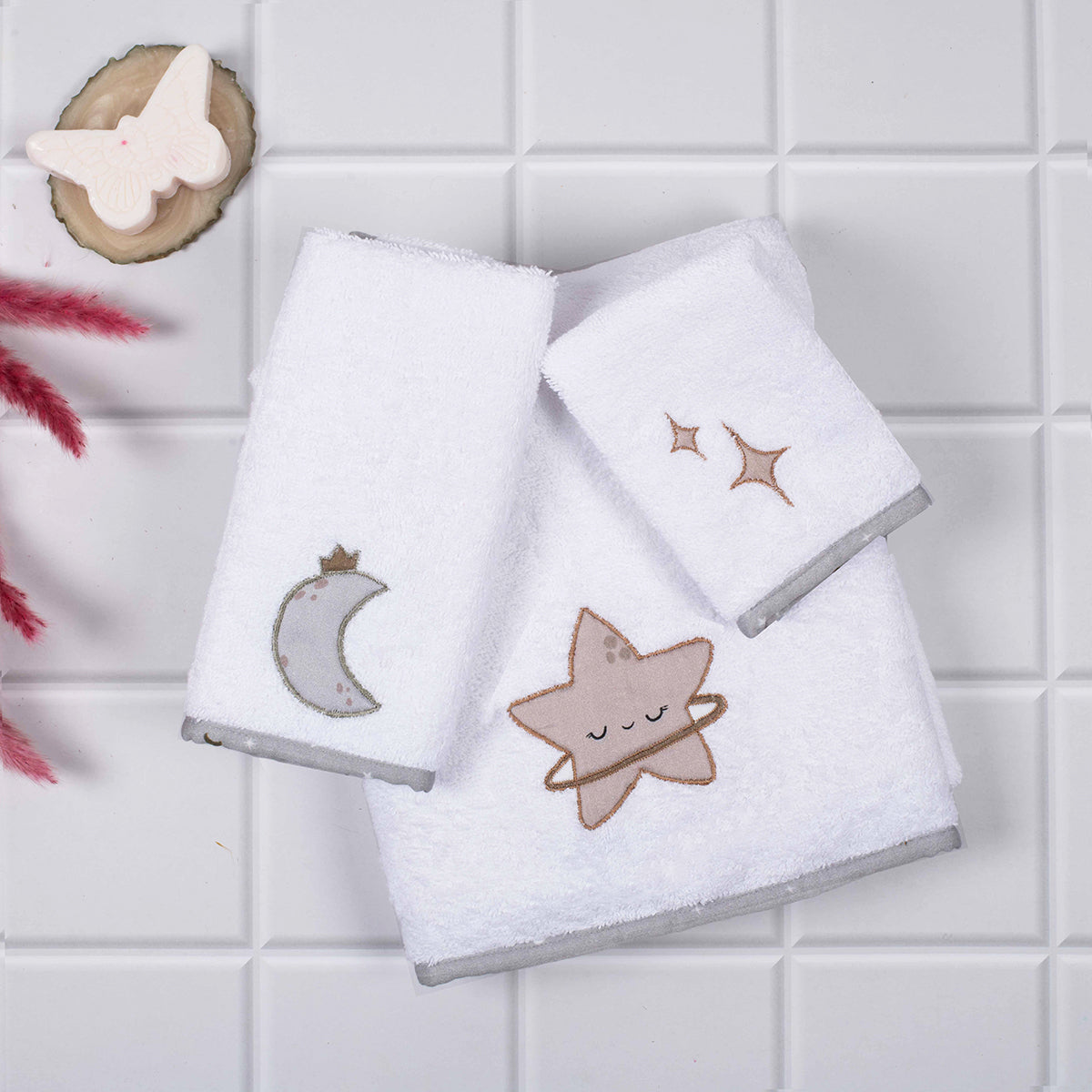 Organic Cotton Kids Towel Set | White | Set of 3