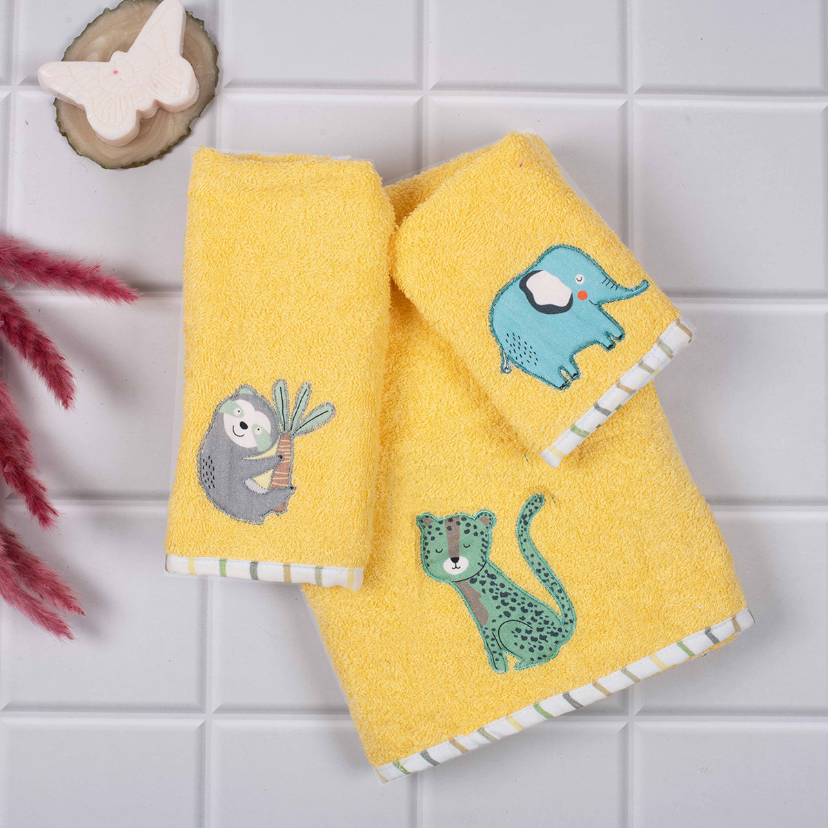 Organic Cotton Kids Towel Set | Yellow | Set of 3
