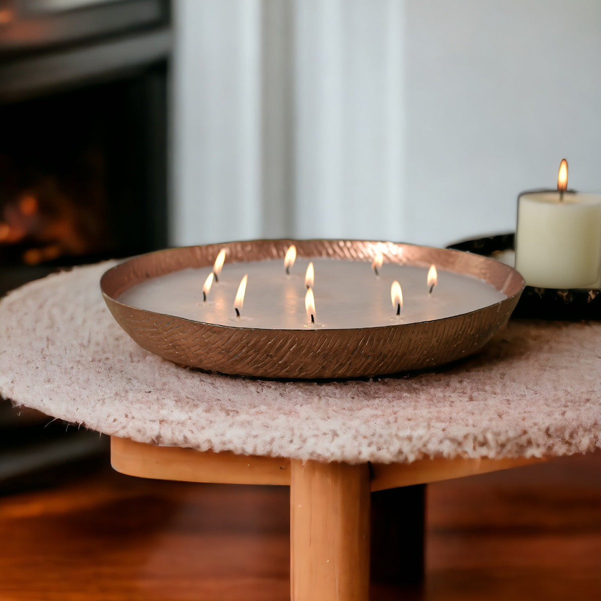Festive Gift Hampers | Copper Finish Scented Wax Urli Bowl - 12 Inches