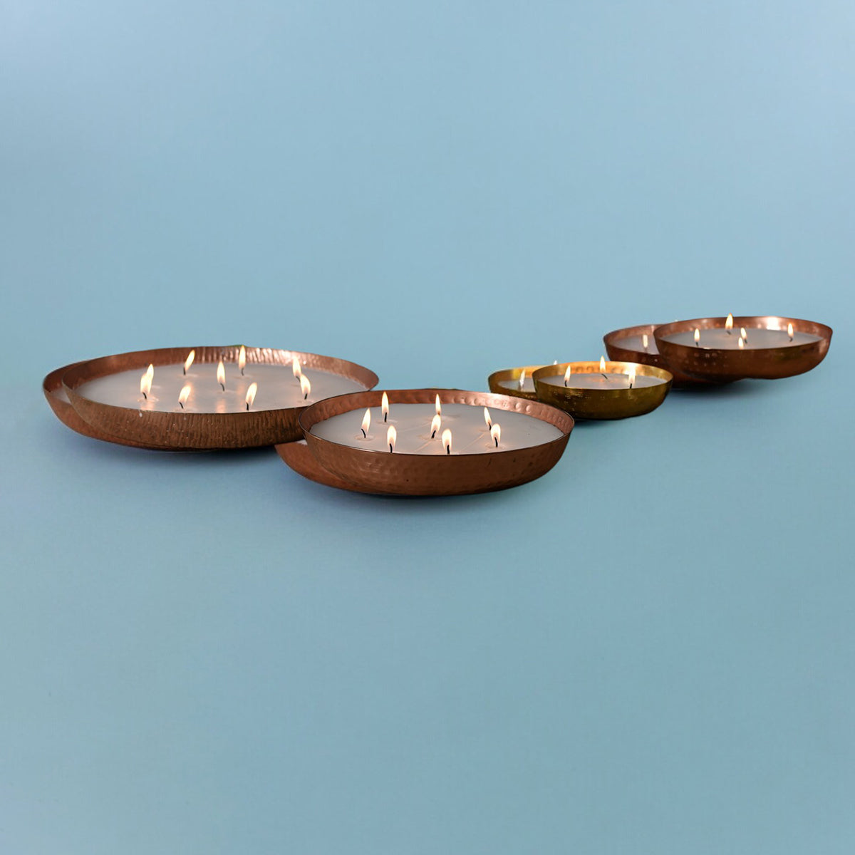 Festive Gifts | Copper Finish Scented Wax Urli Bowl - Set of 4
