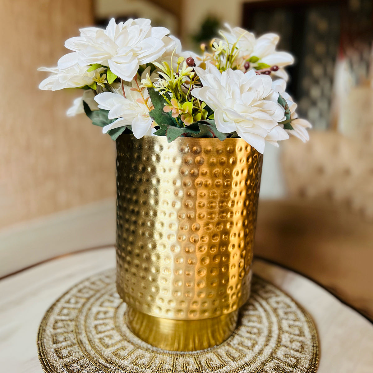 Gold Finished Textured Table Planter